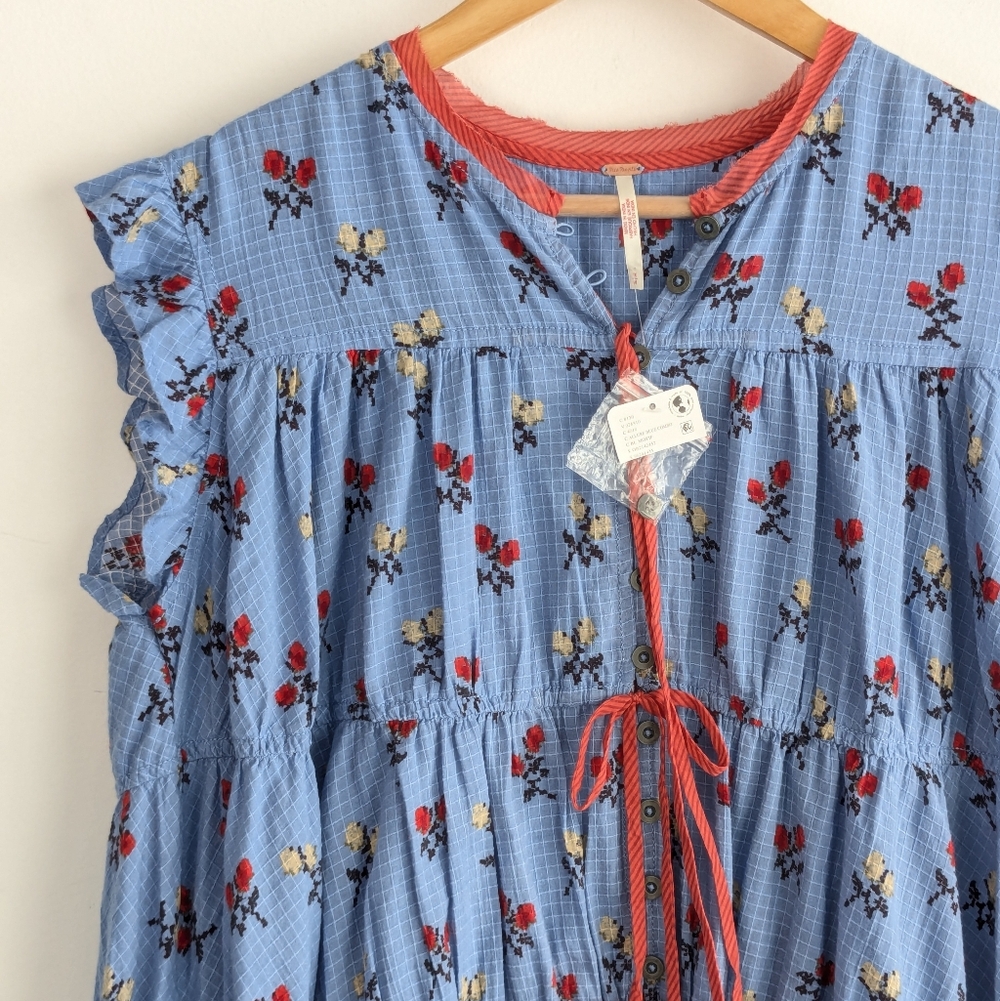 Free People • Sundown Mini Dress in Allure Blue Combo - Picture 3 of 9